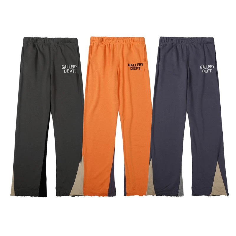 GALLERY American Trendy DEPT Letter Printed Casual Pants Splicing Drawstring High Street Guard Pants Micro Pull Long Pants
