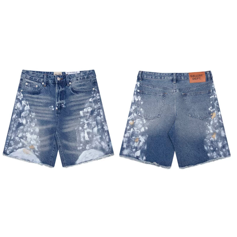 European and American fashion brand Gallery Dep vintage splashed blue washed denim shorts casual pants cropped pants