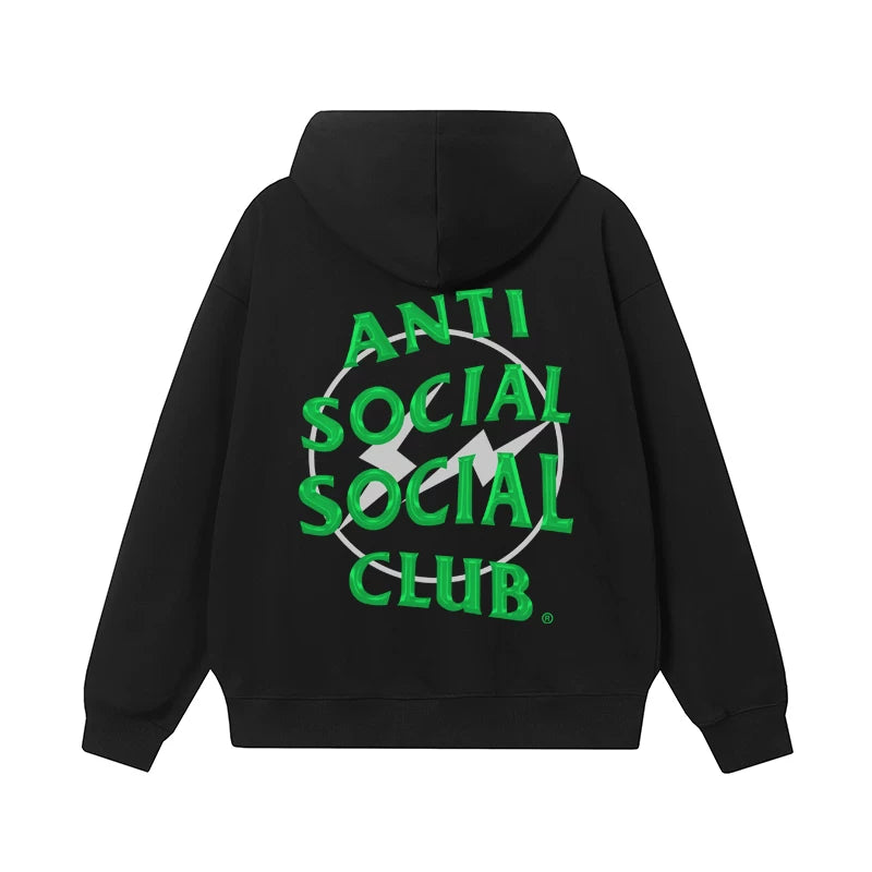 ANTI SOCIAL SOCIAL CLUB ASSC藤原浩绿色闪电印花秋冬连帽衫卫衣