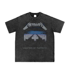 METALLICA Vintage Washed Gray Band Graphic T-Shirt