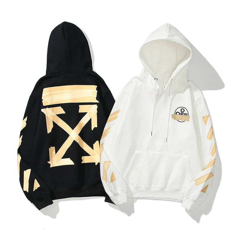 Tape Arrow Graphic Fleece Hoodie