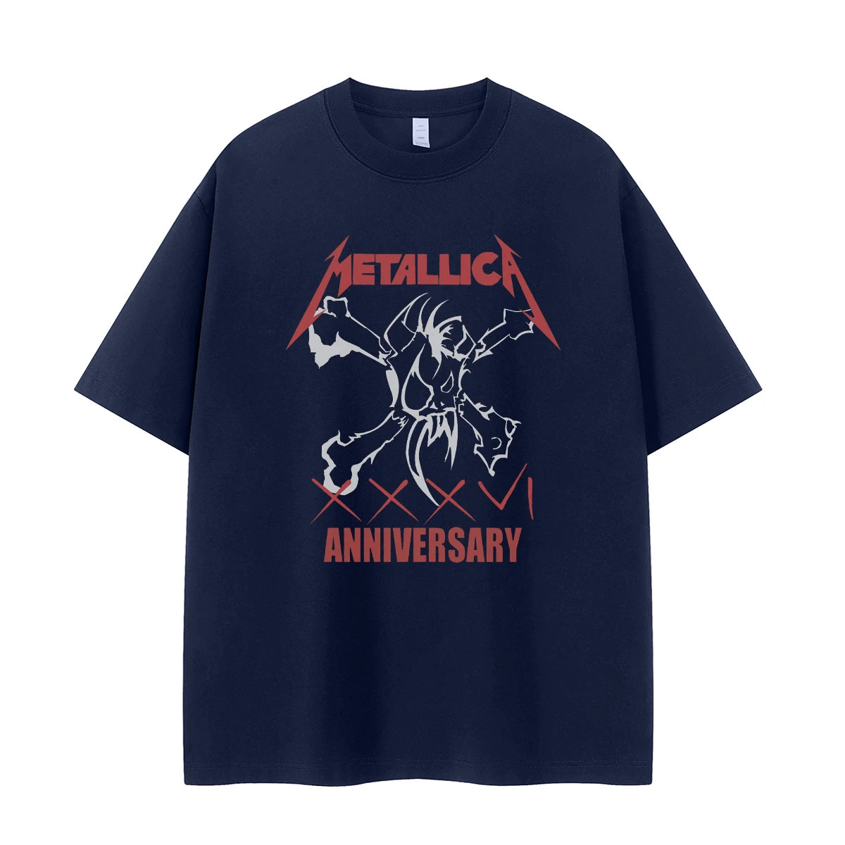 Metallica Vintage Skull Graphic T-Shirt Loose Fit Cotton Rock Tee