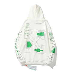 European and American fashion brand OFF warning line WO hooded thin hoodie Spring and Autumn slogan arrow versatile jacket for couples