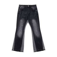 European and American fashion brand Gallery Depot versatile style splash washed black micro flared patchwork jeans casual pants