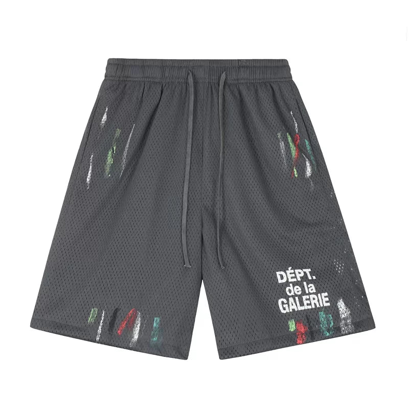 Gallery Fashion Dept Graffiti Mesh Letter Logo Slogan Shorts Cotton Loose Casual Pants Pants