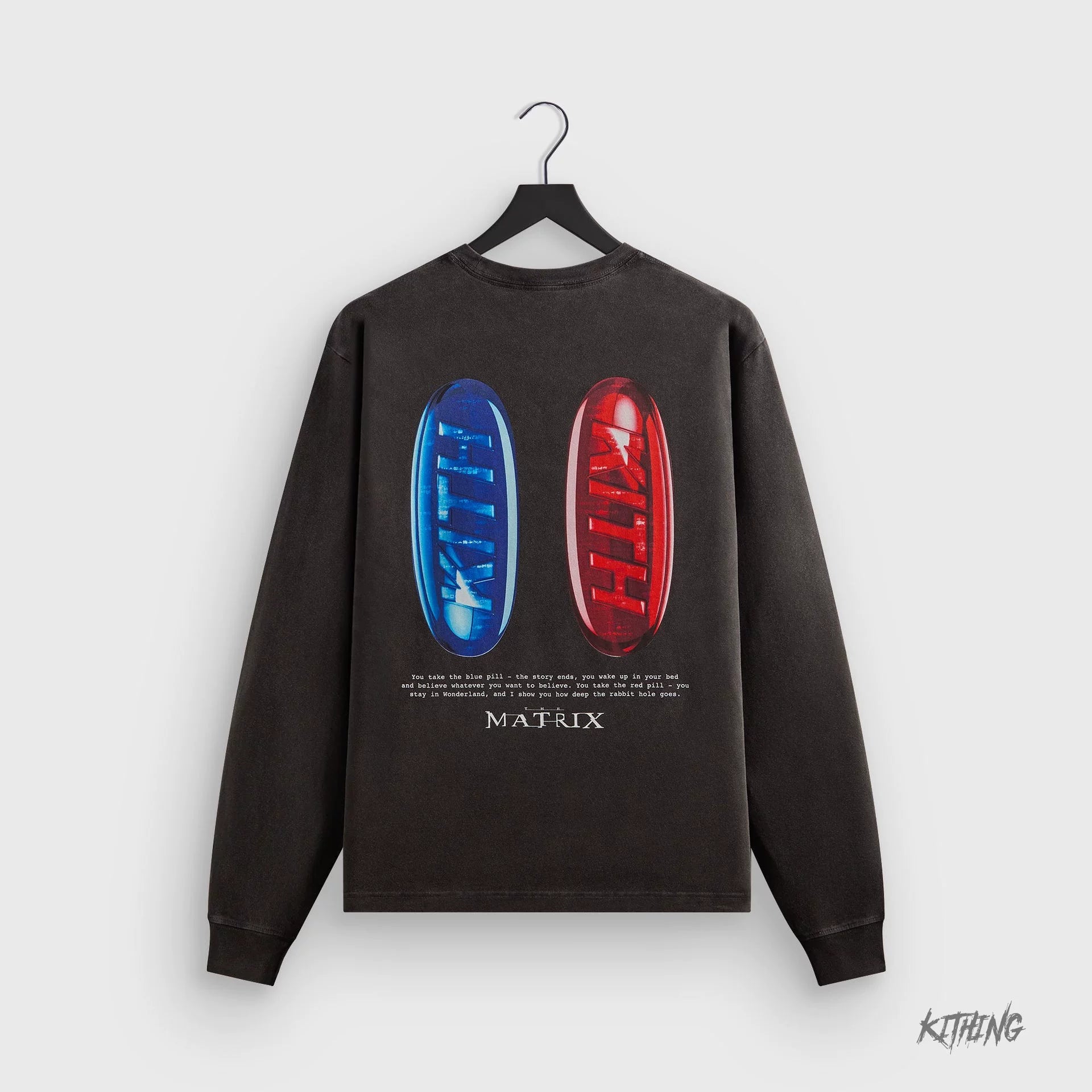 Kith Co branded Hacker Empire Red and Blue Capsules Loose and Retro Vintage Men's and Women's Fashion Heavy Long Sleeve T-shirt