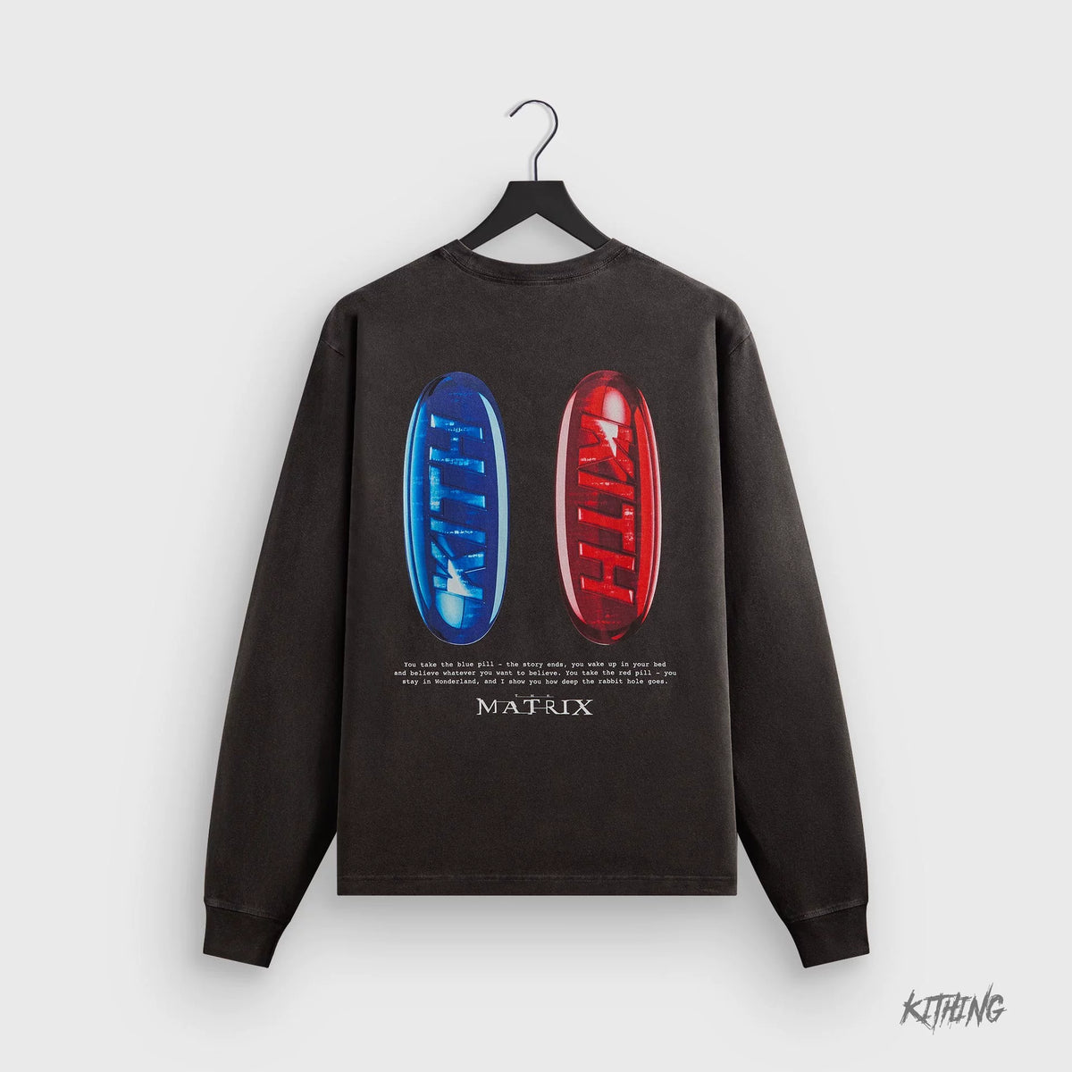 Kith Co branded Hacker Empire Red and Blue Capsules Loose and Retro Vintage Men's and Women's Fashion Heavy Long Sleeve T-shirt