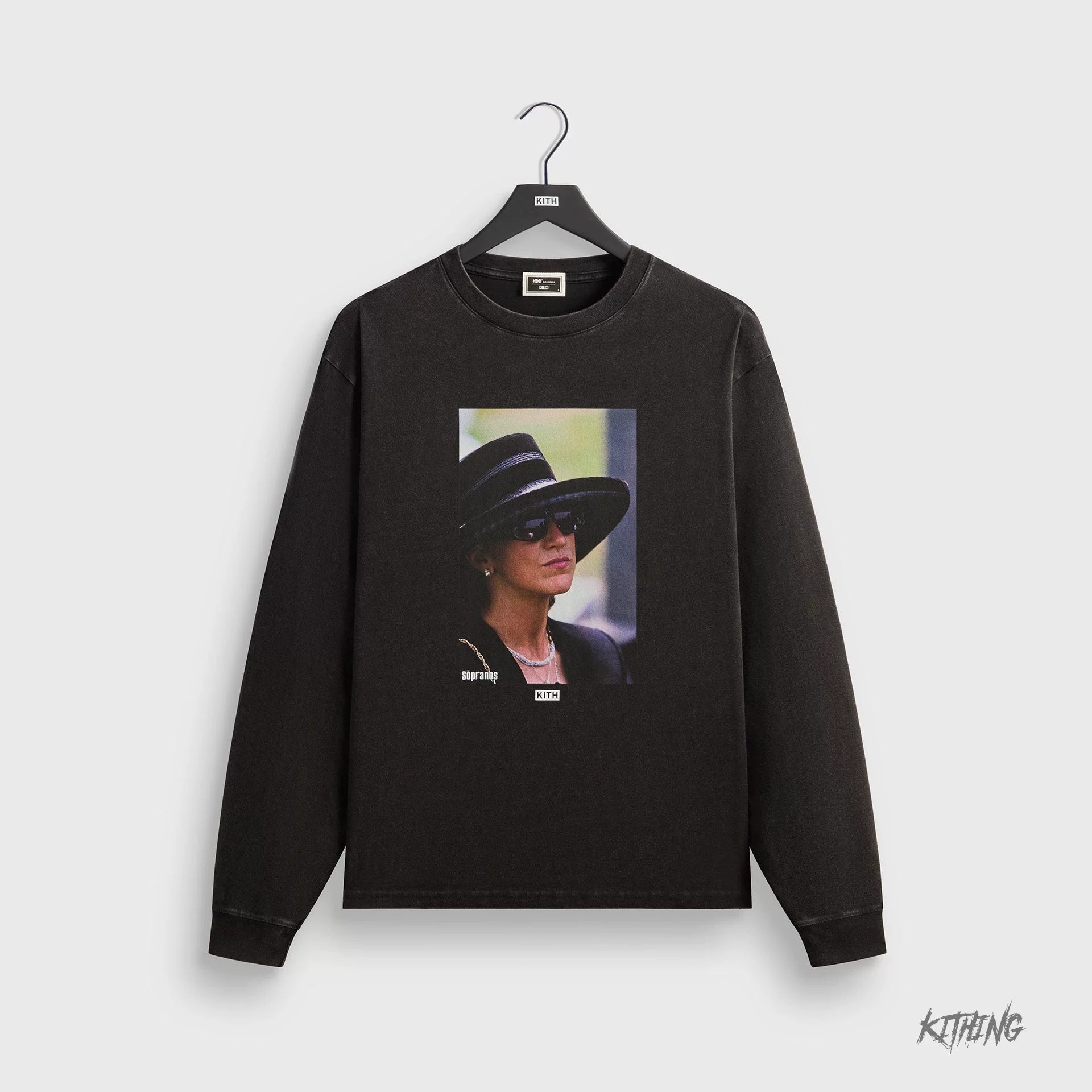 Kith collaboration Sopranos mafia family loose and retro vintage men's and women's fashion heavyweight long sleeved T-shirt