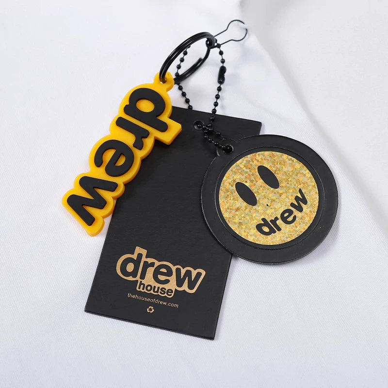 European and American fashion brand Drew's new thin line smiling face printed short sleeved T-shirt for both men and women, summer loose cotton top