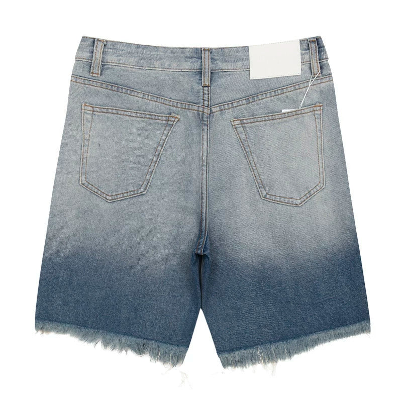European and American fashion brand Gallery Dep destroys torn holes, patches denim shorts, knife cut fringe jeans, casual pants