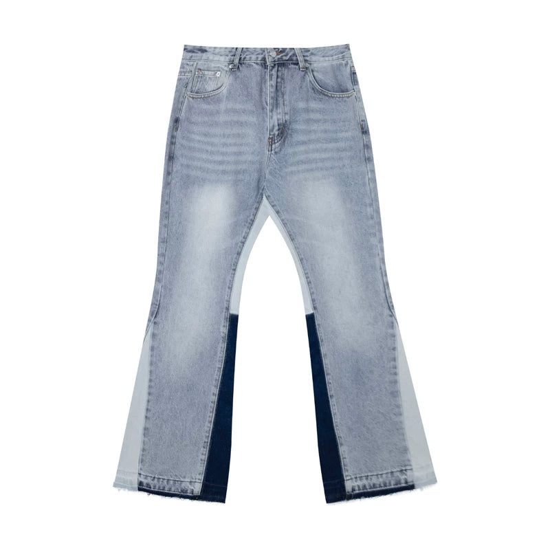 European and American fashion brand Gallery Depot's new splash washed blue micro flared patchwork jeans casual pants