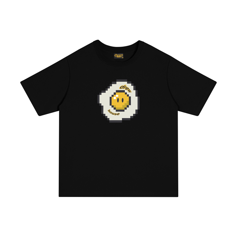 Drew Smiley Face Graphic T-Shirt, Loose Streetwear Tee