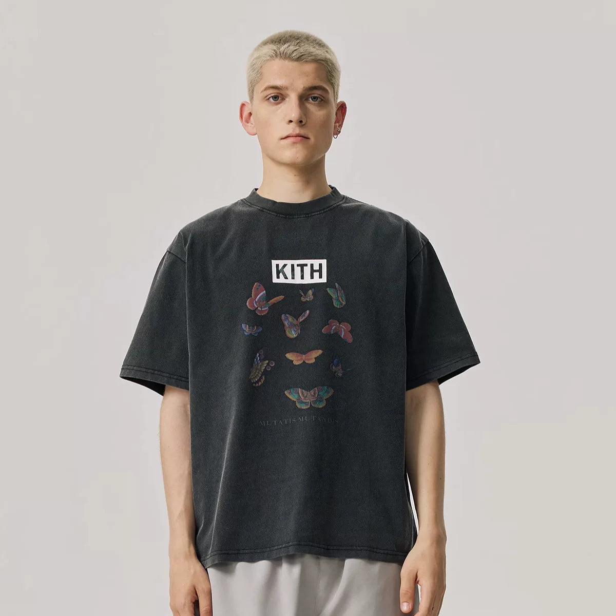 KITH BUTTERFLY Short Sleeve T-shirt 2025 New Water Washed Cotton Loose Short Sleeve