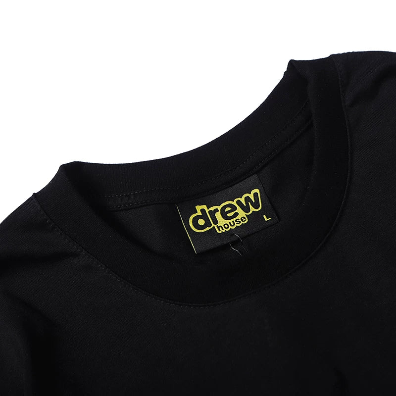 European and American fashion brand Drew embroidered smiley face short sleeved T-shirt for summer unisex loose cotton couple outfit base shirt