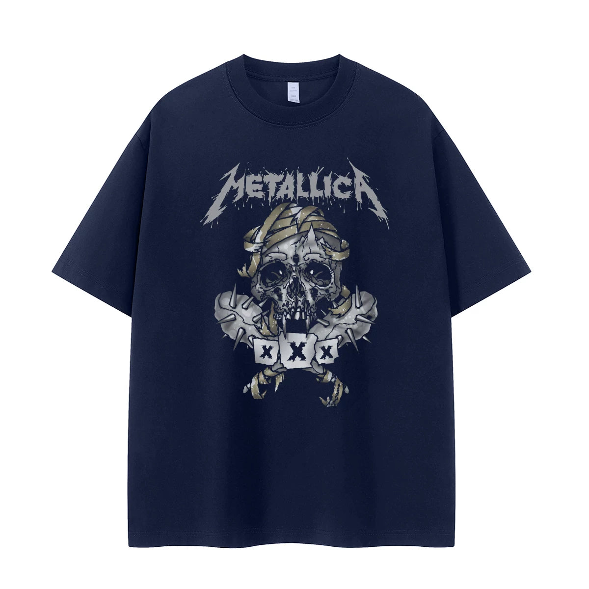 Metallica Vintage Skull Graphic T-Shirt Retro Street Dark Rock Tee