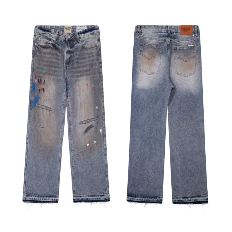 European and American fashion brand Gallery Dep makes old, dirty, Feng Shui washed, mud dyed, knife cut, splashed ink jeans, casual pants