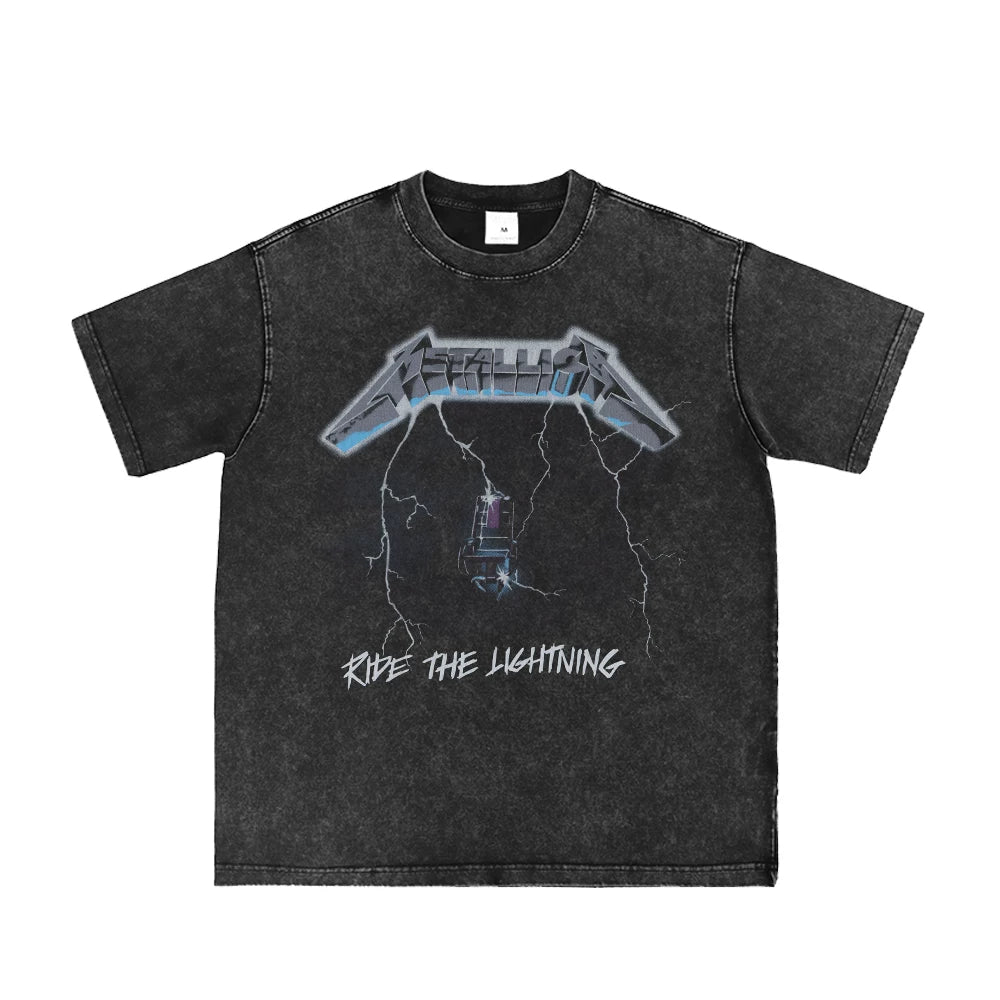METALLICA Vintage Washed Gray Band Graphic T-Shirt