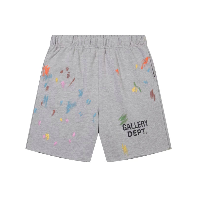 Gallery Trendy Dept hand-painted ink splattered vintage letter logo slogan shorts pure cotton casual pants five quarter pants