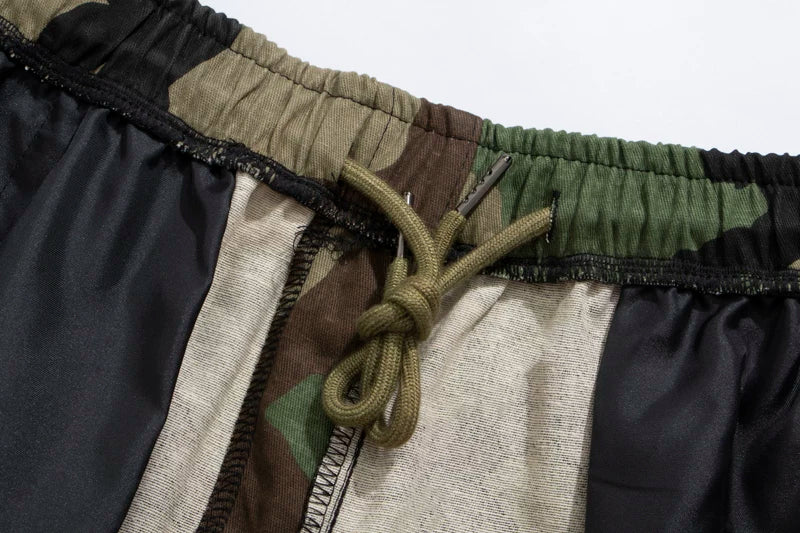 Gallery Trendy Dept Green Camouflage Letter Logo Printed Shorts Cotton Casual Pants Loose Quarter Pants Men