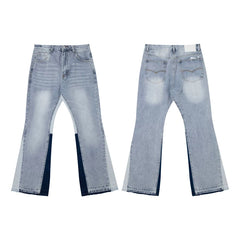 European and American fashion brand Gallery Depot's new splash washed blue micro flared patchwork jeans casual pants