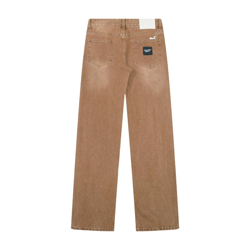 European and American fashion brand Gallery Dep retro brown washed small straight leg leg leg tied jeans high street casual pants