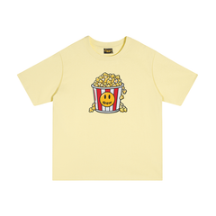 Spot European and American trendy brand Drew smiling popcorn printed short sleeved T-shirt, summer loose casual T-shirt