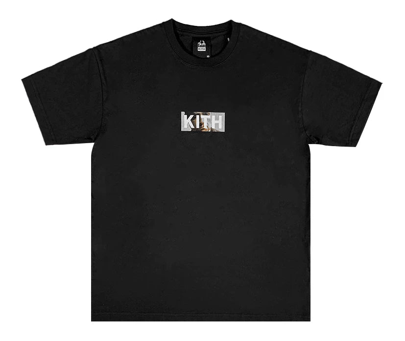 Meichao KITH collaboration short sleeved T-shirt Godfather style BOX LOGO black cotton T-shirt suitable for men and women, youthful and trendy style