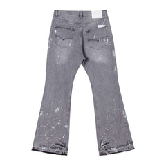 European and American fashion brand Gallery Dept versatile style splashed ink splashed water washed gray micro flared jeans casual pants