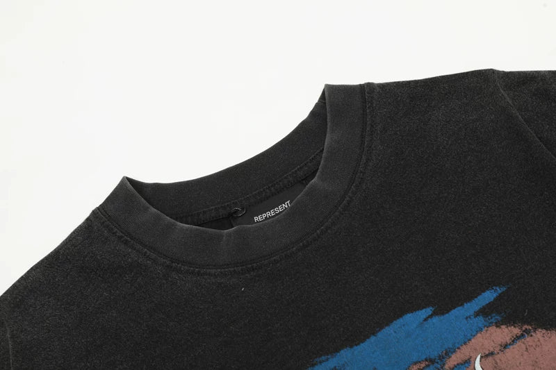 REPRESENT urban night print short sleeved T-shirt from European and American fashion brands, men's and women's trendy loose cotton half sleeved T-shirt