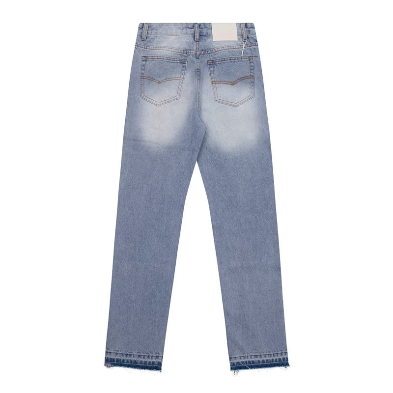 European and American fashion brand Gallery Dep retro washed small straight leg leg leg tied jeans American high street casual pants