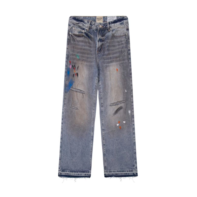 European and American fashion brand Gallery Dep makes old, dirty, Feng Shui washed, mud dyed, knife cut, splashed ink jeans, casual pants