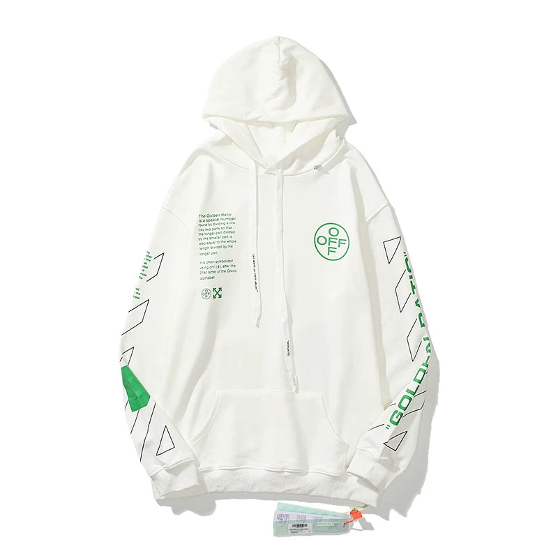 European and American fashion brand OFF warning line WO hooded thin hoodie Spring and Autumn slogan arrow versatile jacket for couples