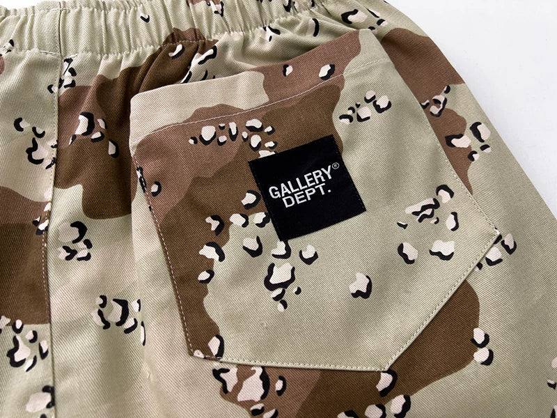 Gallery Trendy Dept Desert Camo Letter Logo Printed Shorts Cotton Casual Pants Loose Quarter Pants