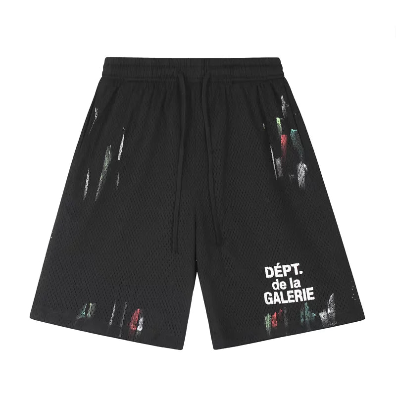 Gallery Fashion Dept Graffiti Mesh Letter Logo Slogan Shorts Cotton Loose Casual Pants Pants