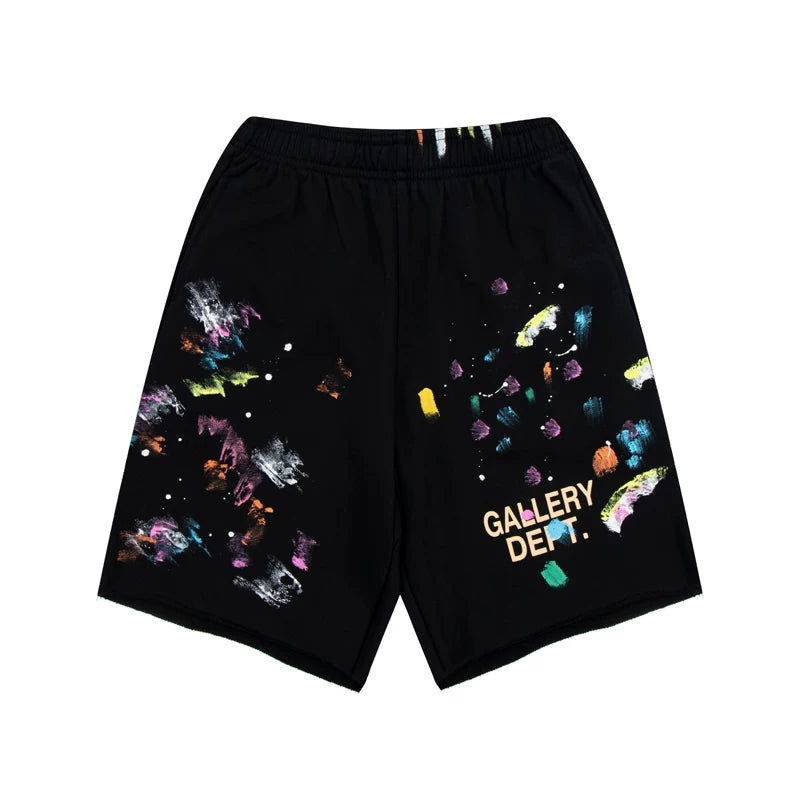 Gallery American fashion brand Dept new hand-painted splashed ink letter casual pants men's and women's loose shorts five quarter pants