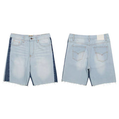 European and American fashion brand Gallery Dep washed light blue spliced denim shorts with knife cut tassel retro casual pants