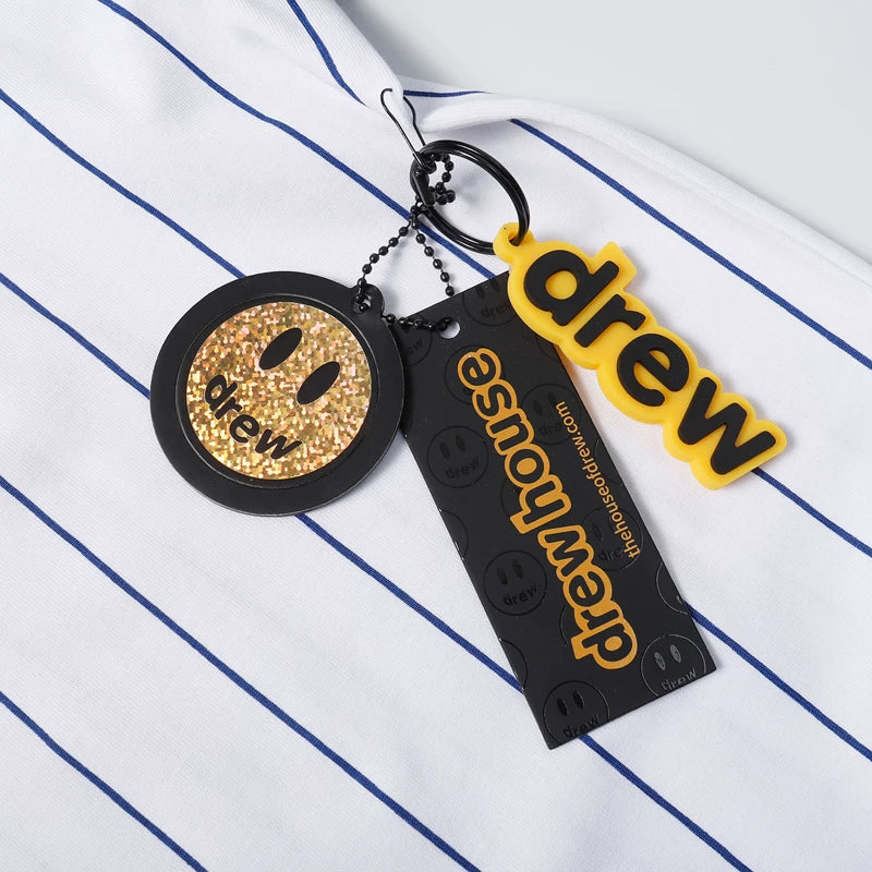 European and American fashion brand Drew smiley face letter printed patchwork short sleeved T-shirt for summer unisex loose cotton top
