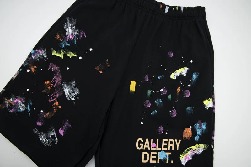 Gallery American fashion brand Dept new hand-painted splashed ink letter casual pants men's and women's loose shorts five quarter pants