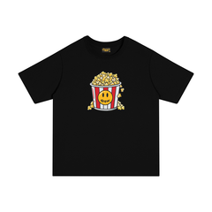 Spot European and American trendy brand Drew smiling popcorn printed short sleeved T-shirt, summer loose casual T-shirt