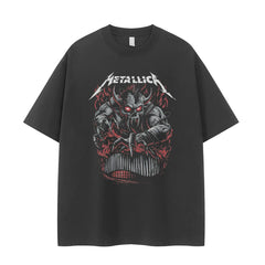 Metallica Vintage Skull T-Shirt Retro Street Loose Fit Cotton Rock Tee