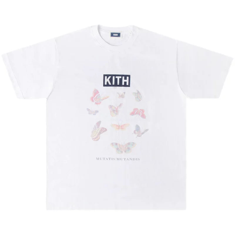 KITH BUTTERFLY Short Sleeve T-shirt 2025 New Water Washed Cotton Loose Short Sleeve