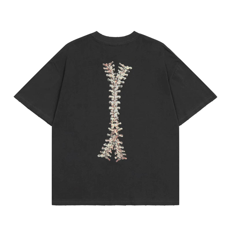 REPRESENT Retro Skeleton Printed Hole Short Sleeve T-shirt for European and American Trendy Brands Summer Men's and Women's Trendy Loose Half Sleeve