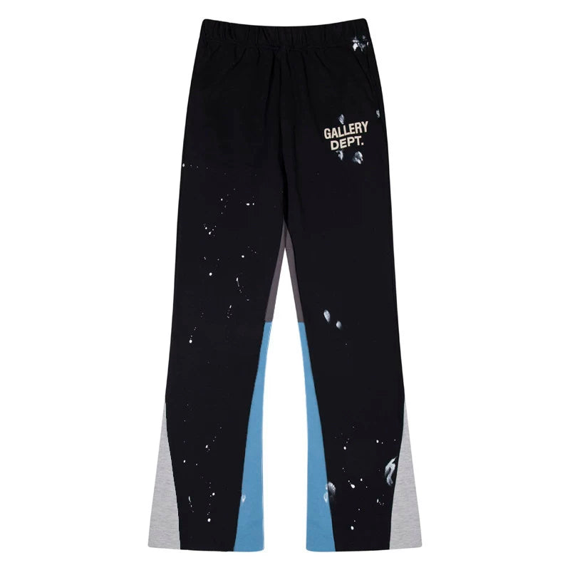 European and American fashion brand Gallery Dep splashed ink splicing micro flared pants with drawstring thin casual pants, high street casual pants