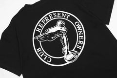 REPRESENT, a trendy European and American brand, features the emblem of the Flying Goddess printed on a short sleeved T-shirt. It is a loose fitting pure cotton T-shirt for both men and women