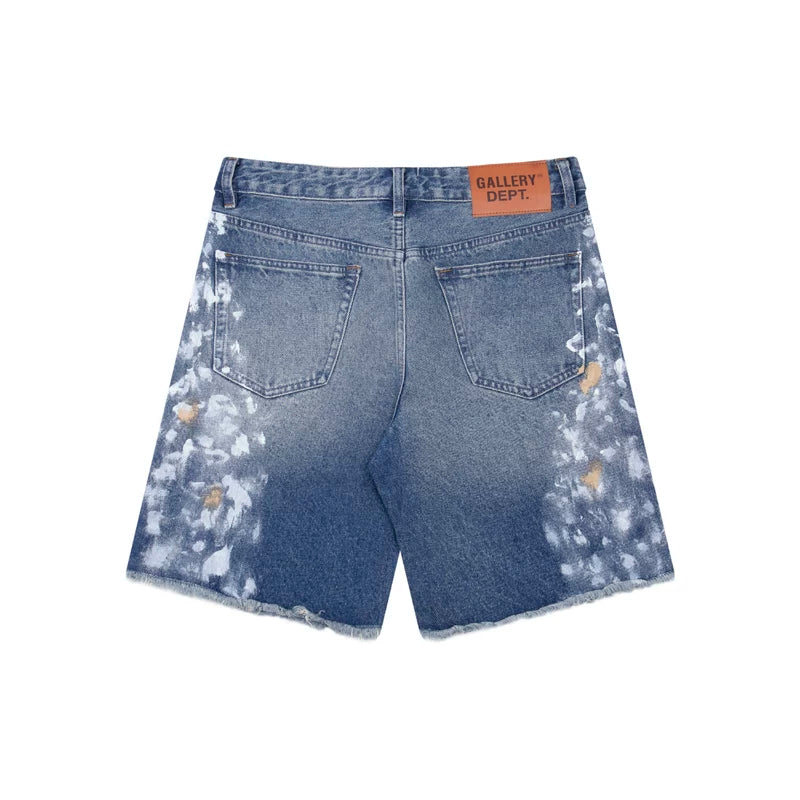 European and American fashion brand Gallery Dep vintage splashed blue washed denim shorts casual pants cropped pants