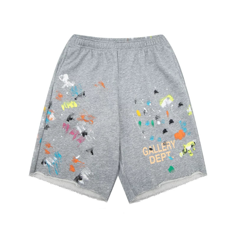Gallery American fashion brand Dept new hand-painted splashed ink letter casual pants men's and women's loose shorts five quarter pants