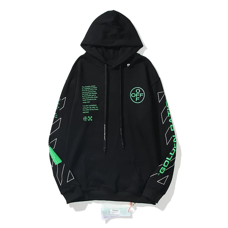 European and American fashion brand OFF warning line WO hooded thin hoodie Spring and Autumn slogan arrow versatile jacket for couples