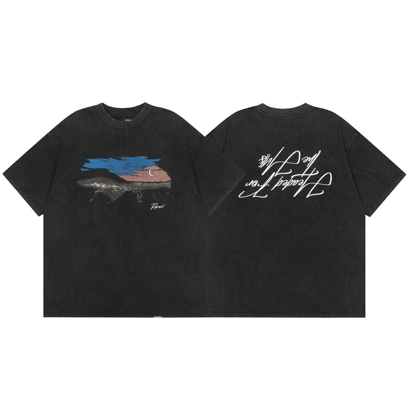REPRESENT urban night print short sleeved T-shirt from European and American fashion brands, men's and women's trendy loose cotton half sleeved T-shirt