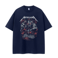 Metallica Vintage Skull T-Shirt Retro Street Loose Fit Cotton Rock Tee