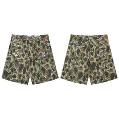 European and American fashion brand Gallery Dep hand-painted splashed ink washed work pants camouflage shorts loose casual five quarter pants